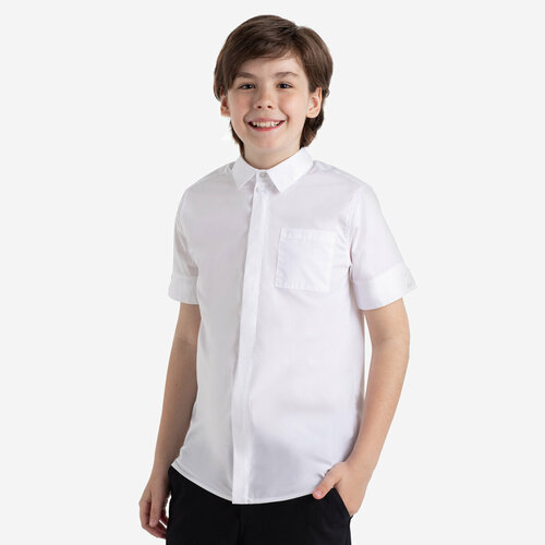Школьная рубашка Kapika, на молнии, короткий рукав, размер 128, белый