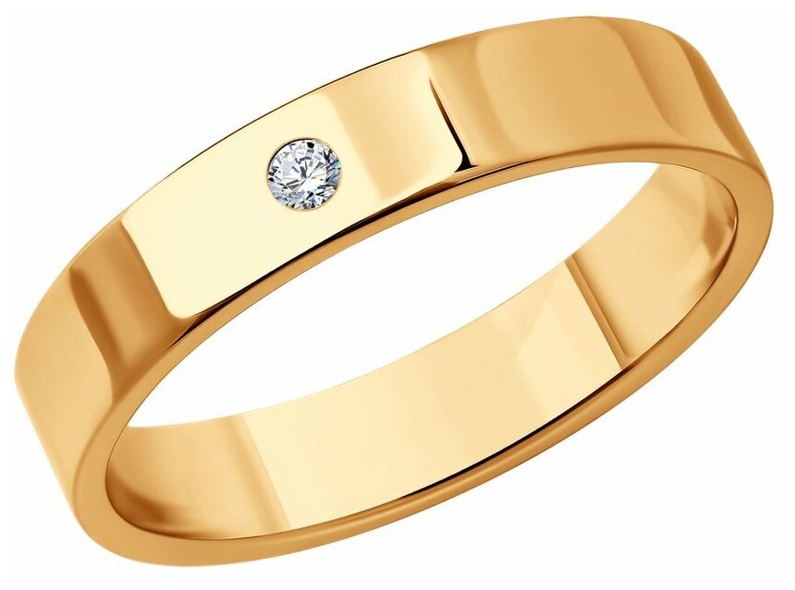 Кольцо обручальное SOKOLOV, красное золото, 585 проба, бриллиант
