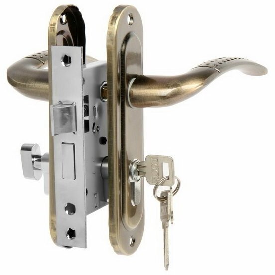 Замок врезной Lockland Rd002, с ручкой, 3 ключа, цвет бронза Lockland 9632394 .