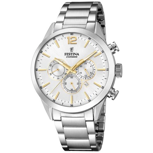 Наручные часы FESTINA Timeless Chrono, серебряный наручные часы festina timeless chrono наручные часы festina timeless chrono 20560 мужские кварцевые секундомер хронограф водонепроницаемые золотой белый