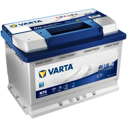 фото Аккумулятор автомобильный varta blue dynamic efb start-stop n70 6ст-70 обр. 278x175x190