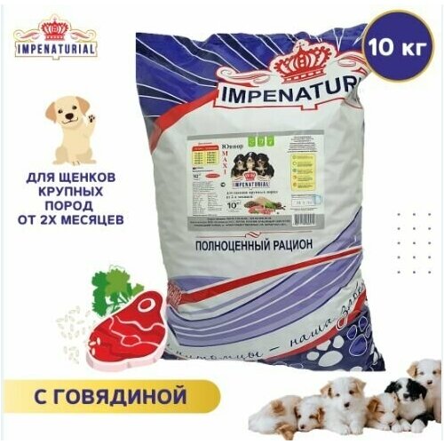 Сухой корм для щенков крупных пород от 2-х месяцев с говядиной, гипоаллергенный корм для щенков, 10 кг