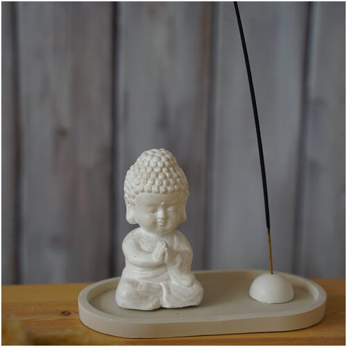 Купить Подставка под благовония Будда белая/Йога/Набор для медитации/Благовония, ИриS, белый, бетон