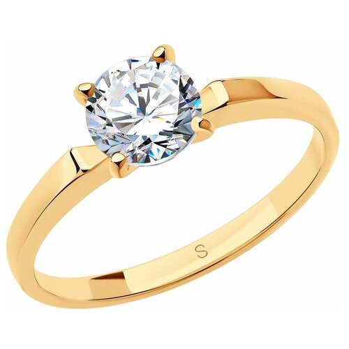 фото Sokolov узкое помолвочное кольцо из золота с фианитом 010184, размер 17