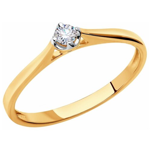 кольцо sokolov комбинированное золото 585 проба бриллиант размер 15 Кольцо помолвочное SOKOLOV, красное, белое золото, 585 проба, бриллиант, размер 16.5, красный