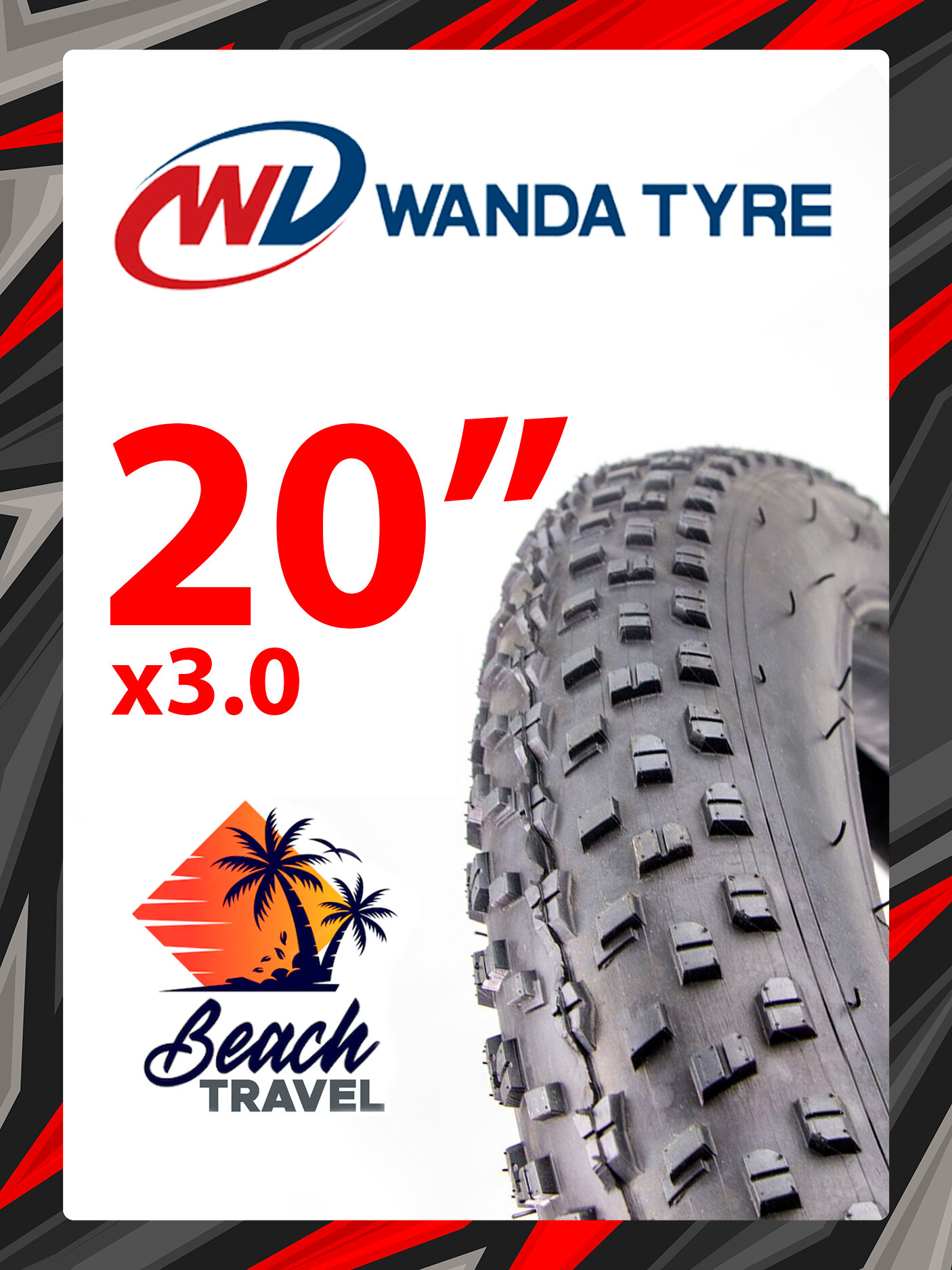 Велопокрышка Wanda 20"x3.0 P1272 черный 20P1272/VTRR20300001