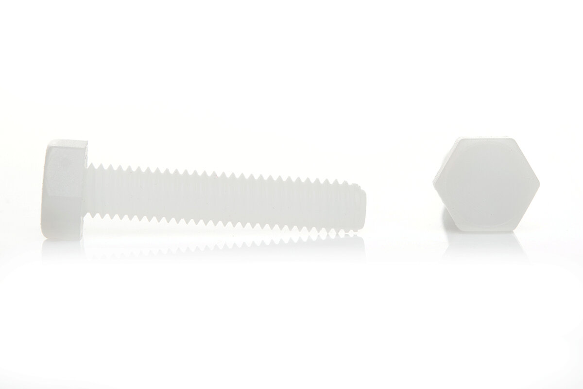 Болт полиамидный с шестигранной головкой М10 х 40 + гайка + простая шайба (Комплект - 10 шт) - фотография № 1