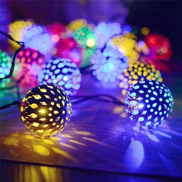 Елочная электрическая гирлянда с марокканскими шариками 5м / 20 ламп разноцветный