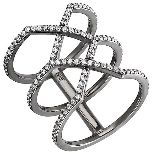 фото Эстет кольцо с фианитами из чернёного серебра 01к159211ч, размер 17.5