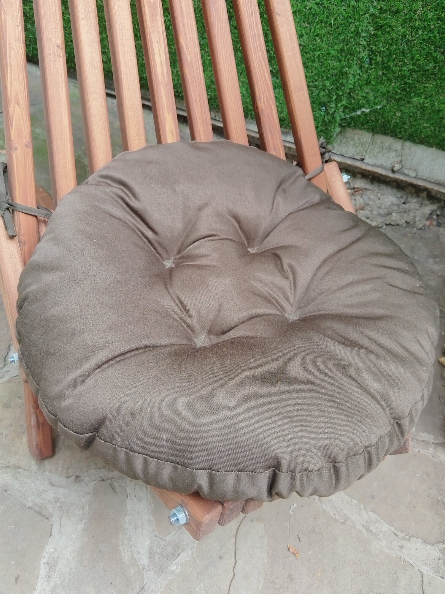 подушка круглая для шезлонга, кресла кентукки / гамака / стула, цвет темный хаки - фотография № 3