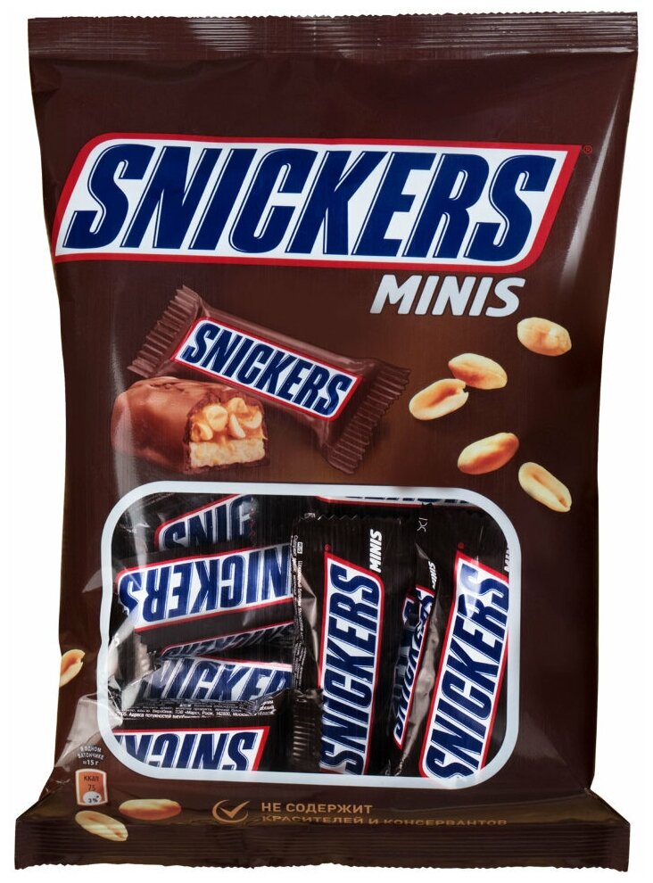 Батончик Snickers Minis шоколадные, 180г - фотография № 1