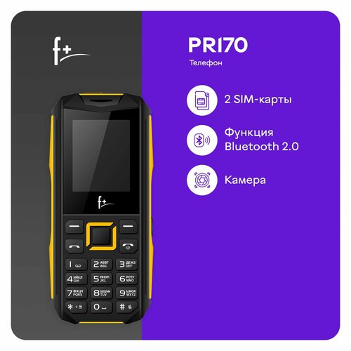 Мобильный телефон F+ PR170 black-yellow