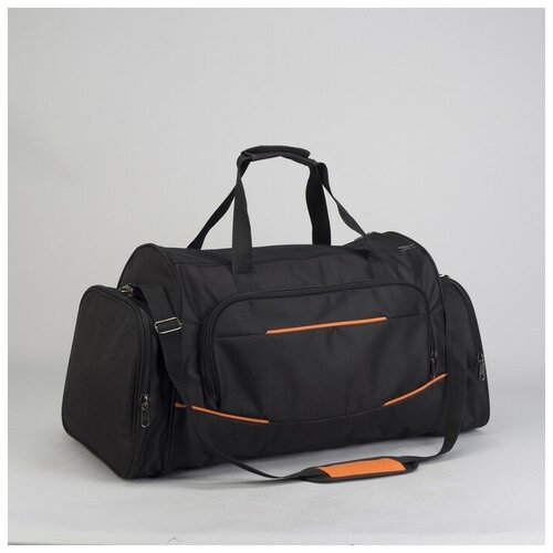 фото Сумка спортивная, 3 отдела на молниях, наружный карман, цвет чёрный/оранжевый luris