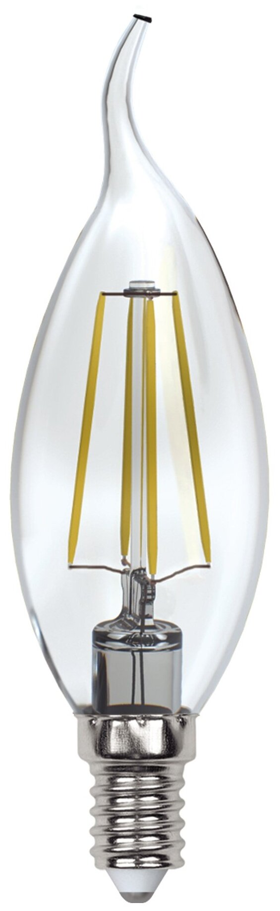 Светодиодная лампа UNIEL LED-CW35-13W/4000K/E14/CL PLS02WH Форма "свеча на ветру", прозрачная. Серия Sky. Белый свет (4000К). Картон. ТМ . - фотография № 1