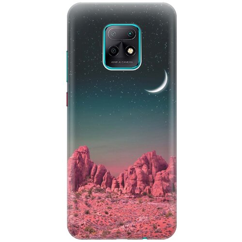 фото Cиликоновый чехол на xiaomi redmi 10x 5g / сяоми редми 10х 5г с принтом "месяц над розовыми горами" gosso