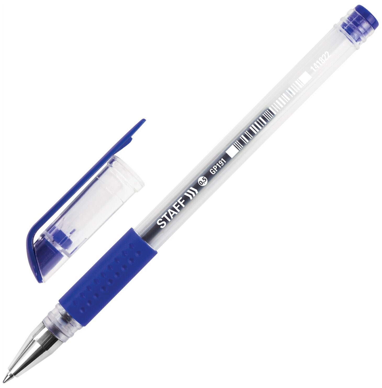Ручка гелевая Staff Everyday GP-191 с грипом синяя пишущий узел 0.5мм линия 0.35мм - фото №1