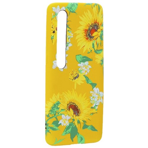 фото Чехол-накладка силикон luxo для xiaomi mi 10/ 10 pro 0.8мм с флуоресцентным рисунком цветы желтый