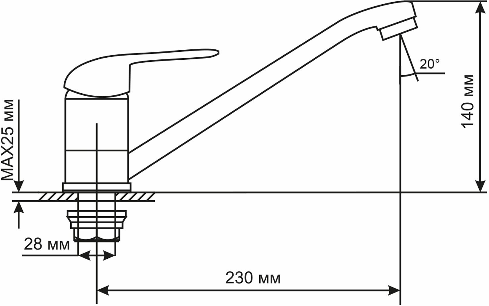 Смеситель для кухни 40k MIXLINE ML05-03 (без подводки) - фотография № 2