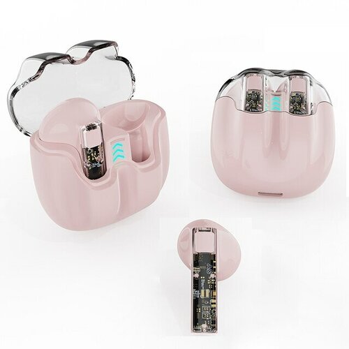 Беспроводные наушники Bluetooth-гарнитура прозрачный корпус розовые 125100₽
