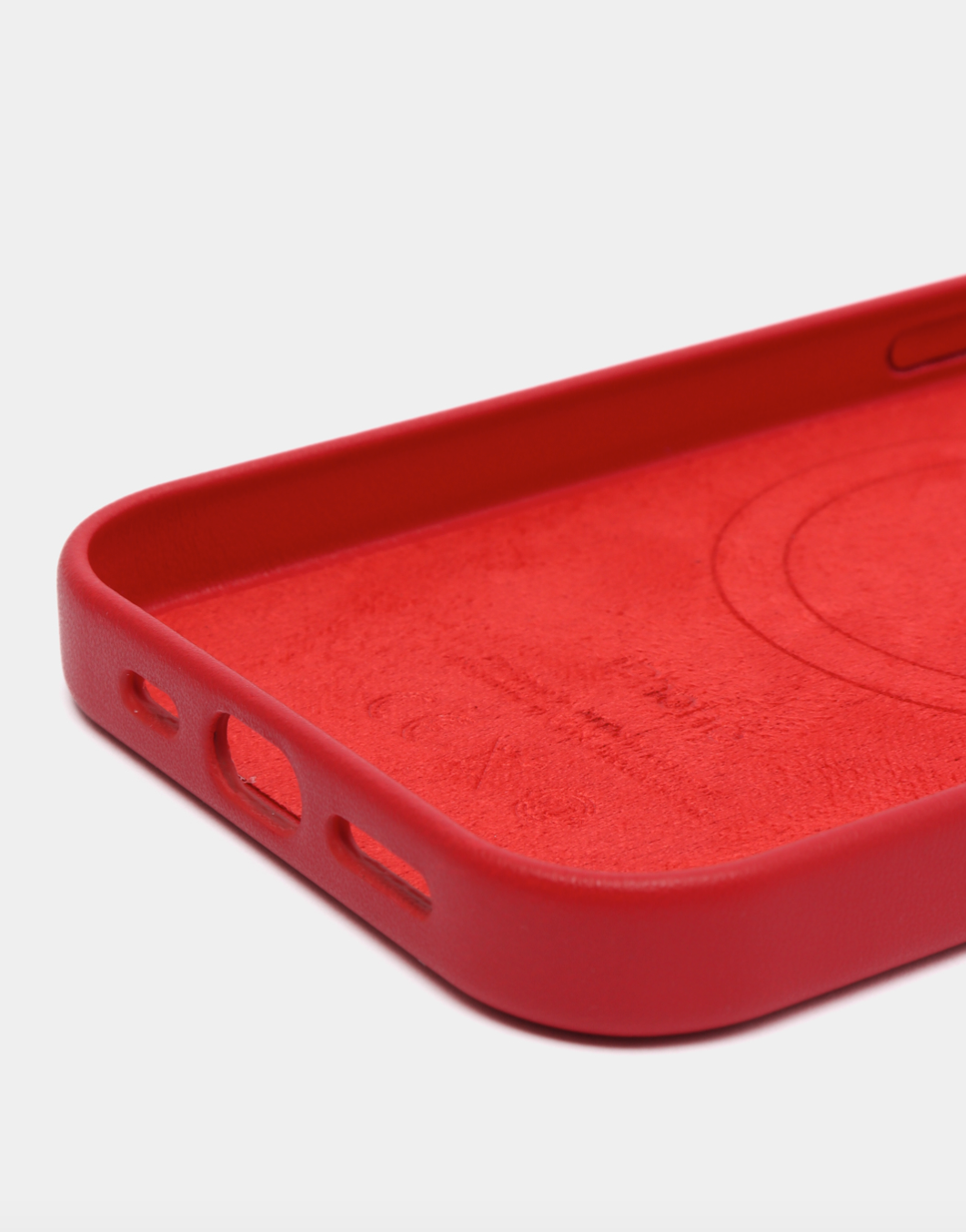 Красный Кожаный чехол Leather Case для iPhone 12 Pro Max с функцией MagSafe