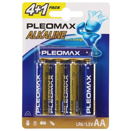 pleomax батарейка pleomax 6f22 Батарейка Pleomax Alkaline LR6 (AA), в упаковке: 5 шт.