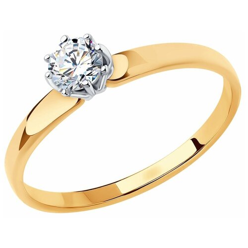 фото Sokolov кольцо из золота с фианитом 018493, размер 16