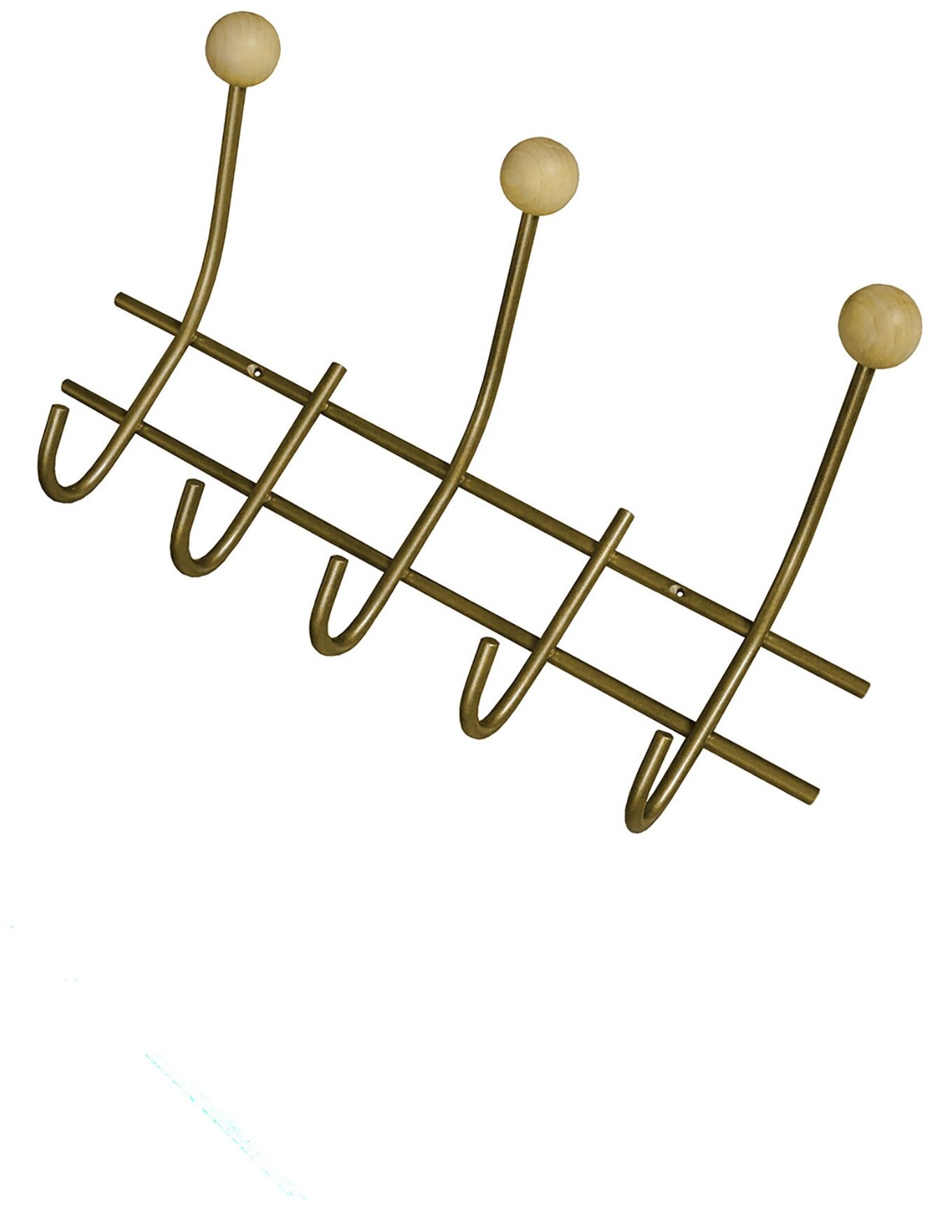 Вешалка настенная с деревянным шариком НВД-2-5 золотой металлик
