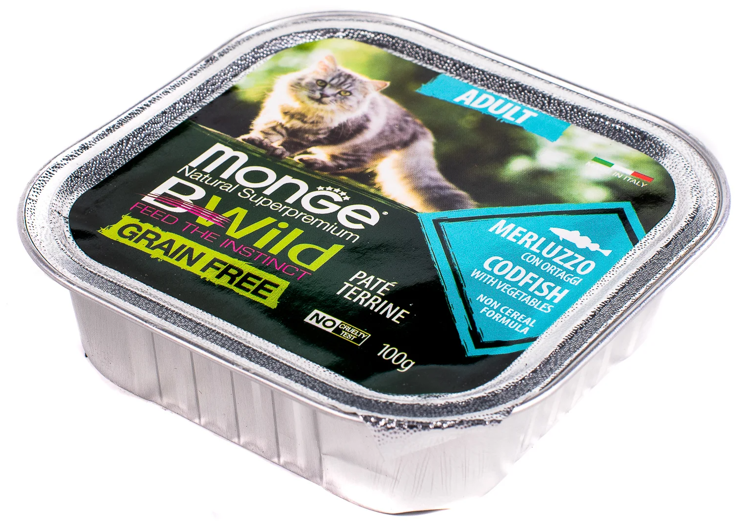 Monge Cat BWild GRAIN FREE беззерновые консервы из трески с овощами для взрослых кошек 100г - фотография № 2