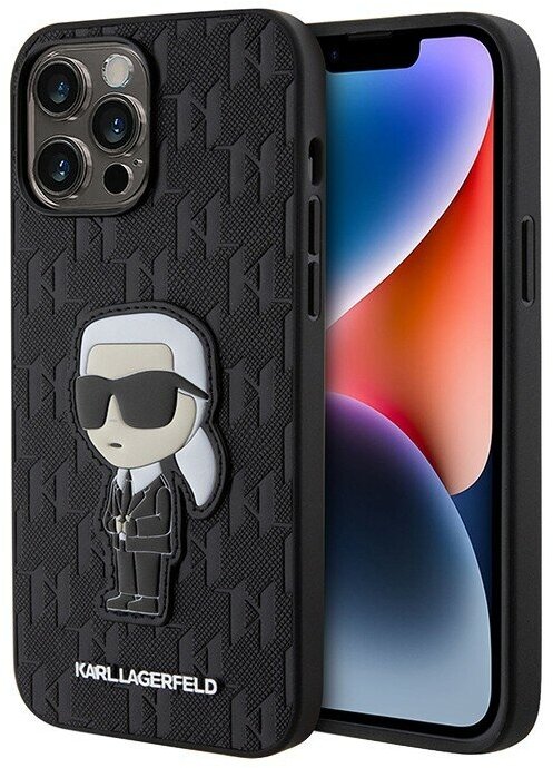 Lagerfeld для iPhone 13 Pro Max чехол PU Saffiano Monogram NFT Karl Ikonik Hard Black