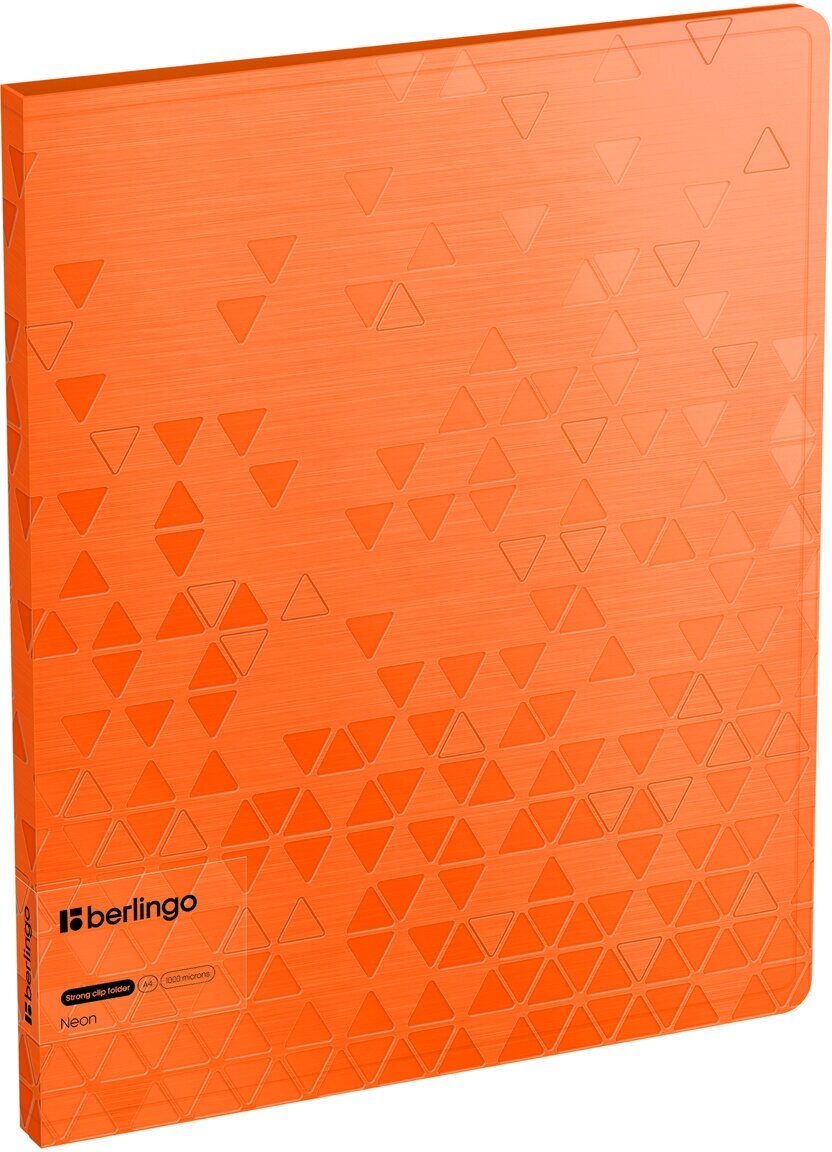 Папка c зажимом Berlingo "Neon", 17мм, 1000мкм, оранжевый неон, D-кольца, с внутр. карманом