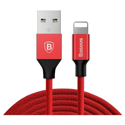 Кабель Baseus Yiven USB - Lightning (CALYW), 1.2 м, 1 шт., красный кабель usb lightning 1 2m 2a yiven cable baseus черный calyw 01