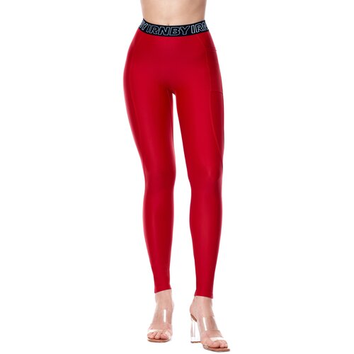 фото Легинсы irnby, прилегающий силуэт, спортивный стиль, карманы, размер xs/170, красный