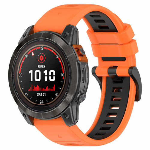 Двухцветный ремешок для Garmin Fenix / Epix / Instinct / Quatix, 22 мм, черно-оранжевый