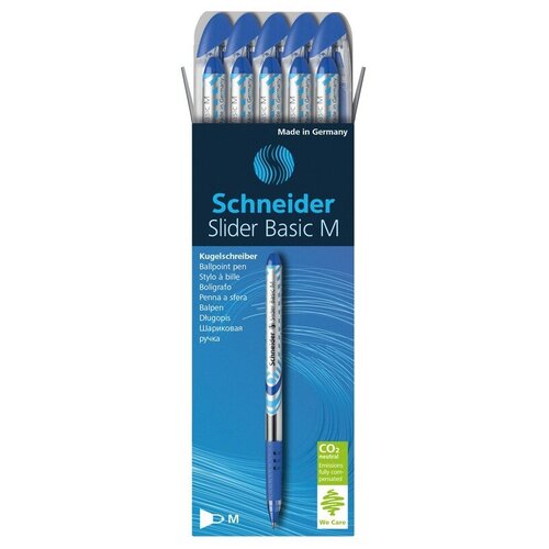 фото Schneider набор шариковых ручек slider basic m, 0.8 мм, синий цвет чернил, 10 шт.