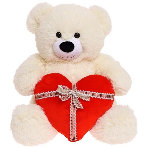 Большие мягкие игрушки FixsiToysi Мягкая игрушка «Медведь Мартин с сердцем», 65 см, цвет молочный