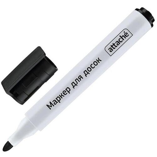 Маркер для белых досок Attache Accent черный, кругл. наконечник, 1-5 мм, 12 шт. attache маркер для досок 1 5 мм красный