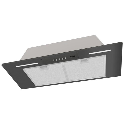 Встраиваемые вытяжки Korting Полностью встраиваемаяблок в шкаф 90см механическое управление 3 режима 950 м3ч алюминиевый жировой фильтр LED освещение уршума 56 дб цвет - черный 1278900₽