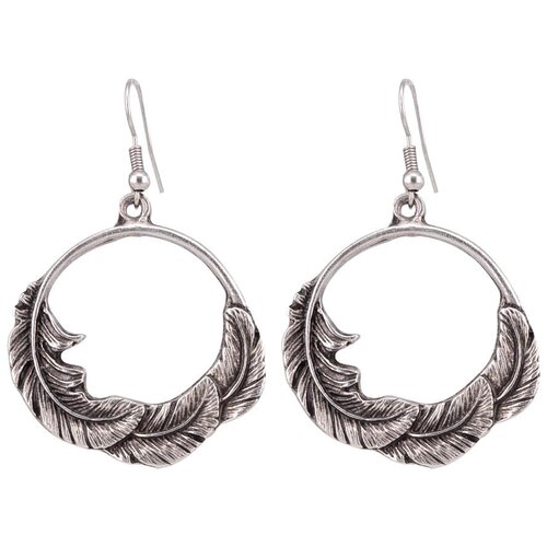 фото Серьги бижутерные перышки (замок-крючок, бижутерный сплав, серебристый) 1-55510 otokodesign