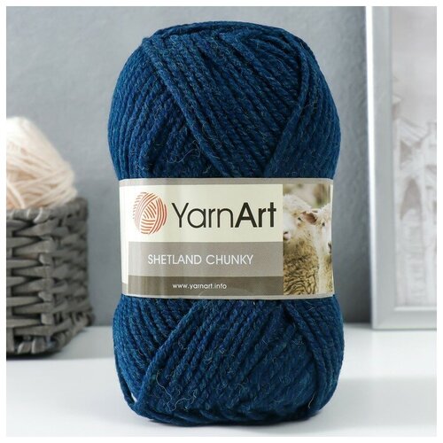 Пряжа Shetland Chunky 50% акрил, 50% шерсть 150м/100гр (633 морской) пряжа yarnart shetland chunky 633 джинсовый 5 шт 150 м 100 г виржин шерсть 50% акрил 50%