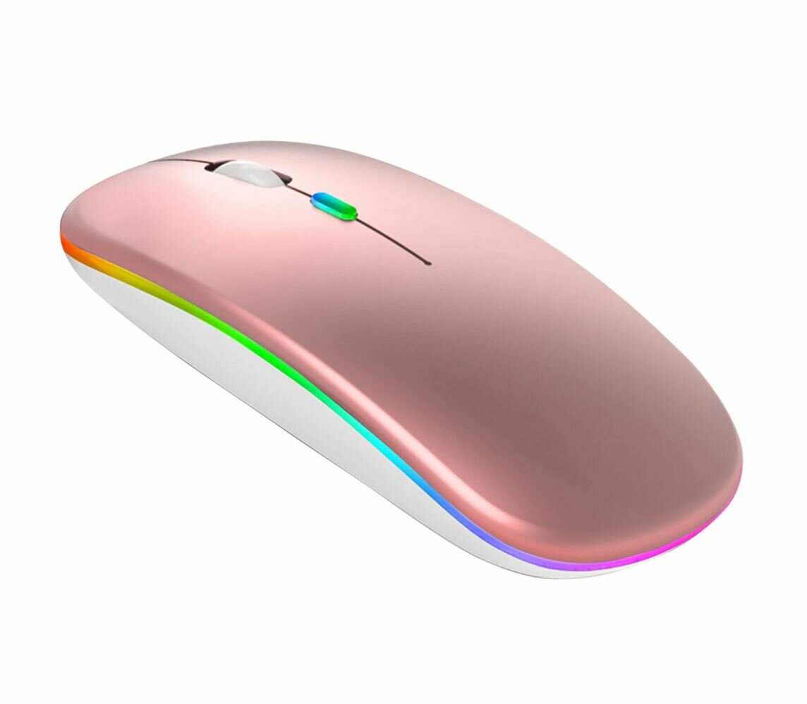 Беспроводная мышь с LED подсветкой для компьютера ноутбука и пк / Ультратонкая бесшумная мышка с встроенным аккумулятором / Bluetooth