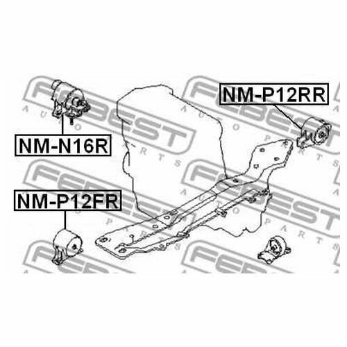 Опора двигателя Febest NM-P12FR для Nissan Almera (2000-н. в.), Nissan Almera Tino (1998-2006), Nissan Avenir (1997-2005)