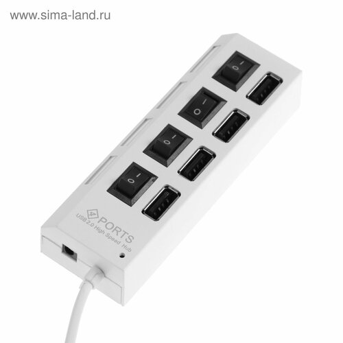 USB-разветвитель LuazON 4 порта с индивидуальными выключателями белый 47500₽
