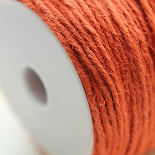 Шнур конопляный 2 мм 40 метров (натуральная мешковина, веревка), цвет оранжево-красный