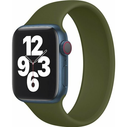 Силиконовый ремешок для Apple Watch 1 8, SE 42, 44, 45, 49 мм / Монобраслет (15,5 см) на часы Эпл Вотч 1, 2, 3, 4, 5, 6, 7, 8, СЕ / Зеленый