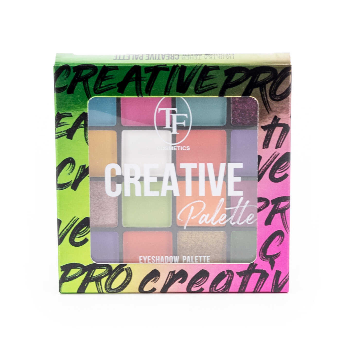 ТФ Косметикс Тени для век сухие Creative Palette матовые и сатиновые, тон 04 разноцветные, 16 цветов в палетке 19.2г / пигменты для глаз