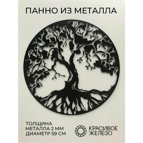 Декоративное круглое настенное панно Красивое железо из металла дерево черное