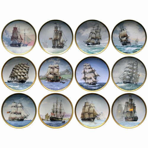 Парусники золотого века полная серия коллекционных декоративных настенных винтажных тарелок Franklin Mint