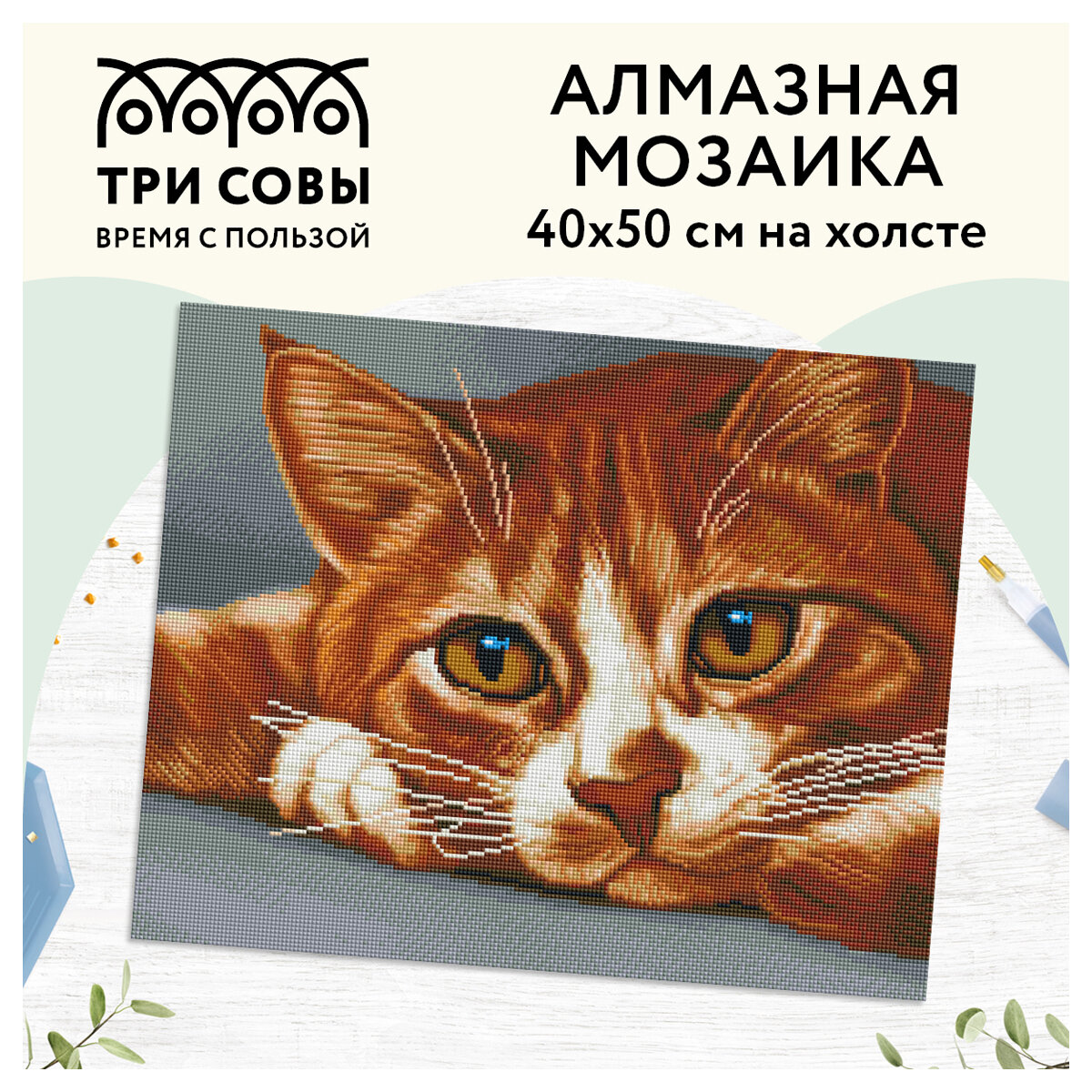 Алмазная мозаика Рыжик Три совы - фото №2
