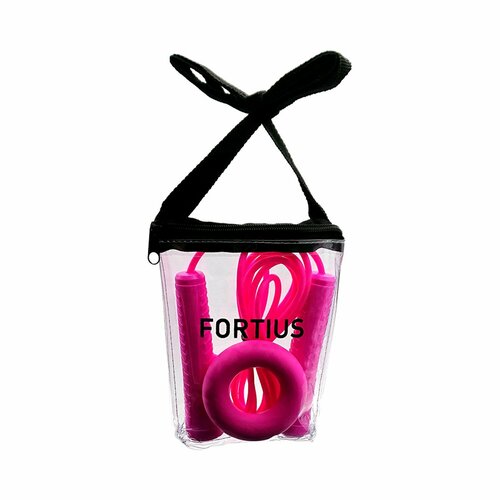 Набор скакалка с эспандером в сумке FORTIUS Neon (10 кг, розовый)