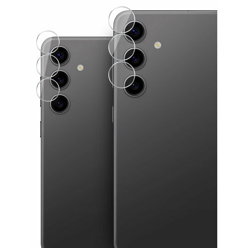 Защитное стекло для Samsung Galaxy S24 (Самсунг Галакси С24) на Камеру 2 шт, (гибридное: пленка+стекловолокно), прозрачное силиконовая клеевая основа тонкое Hybrid Glass, Miuko бесцветный